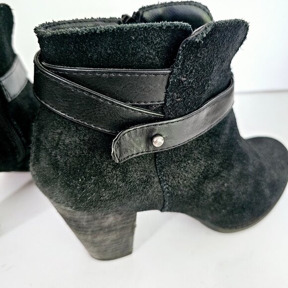 Crown Vintage Black Ankle Boots 8.5M Leather Block Heel‎ Womens Liberty《974》B - Picture 5 of 9